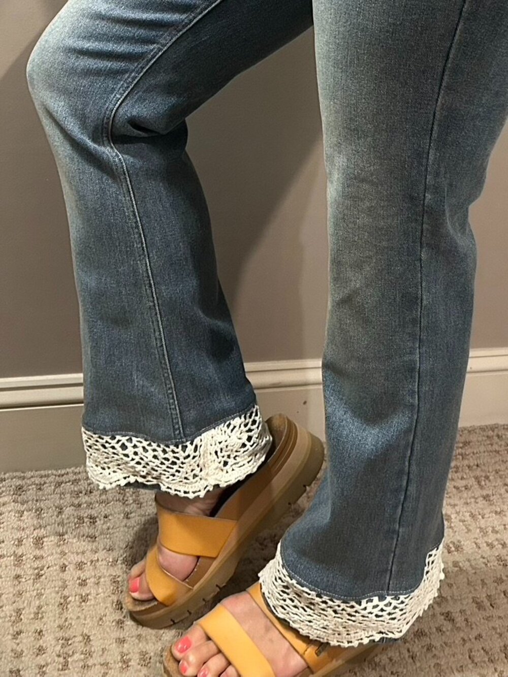Adrienne Landau Lace Trimmed Jeans